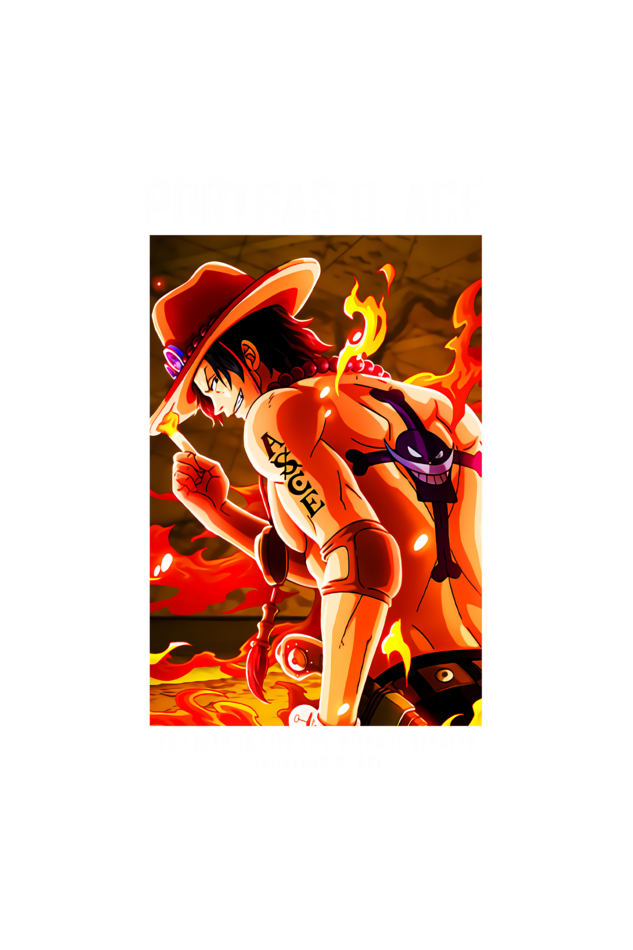 Terry Oversized T-shirt - One Piece PORTGAS D ACE (FRONT)