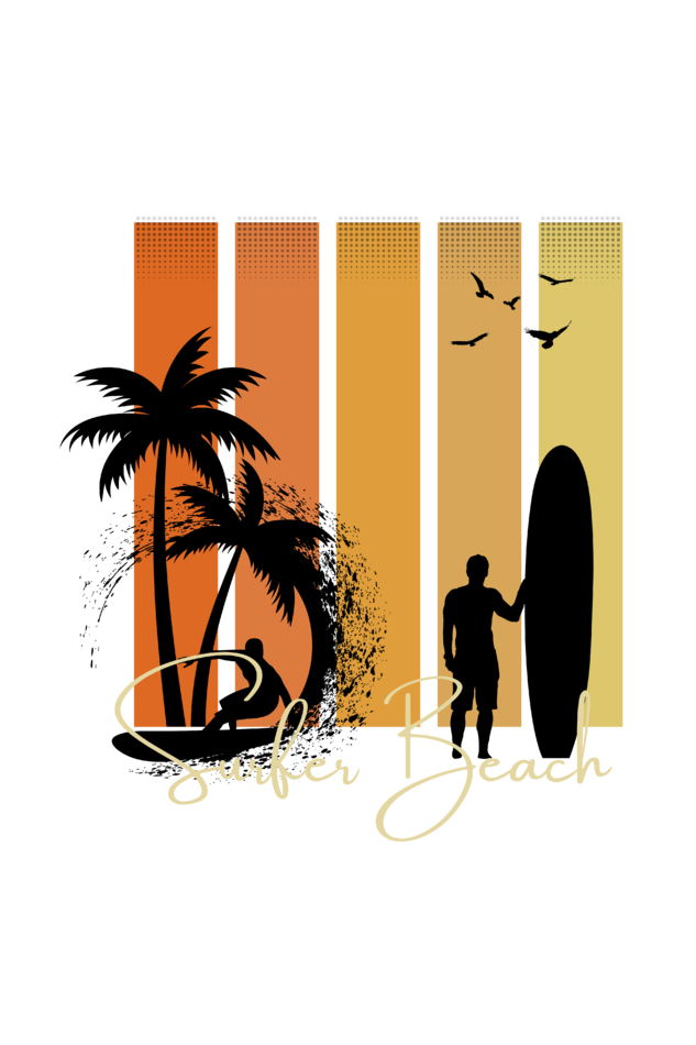 Regular T-Shirt - surfer beach with 5 colour