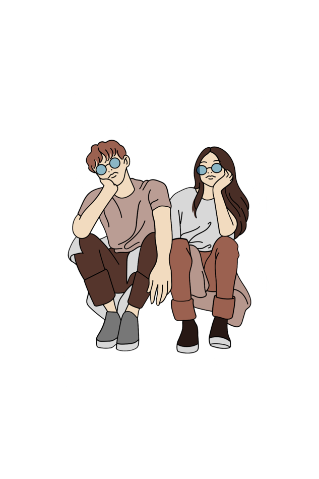 Crop Top - Black and White Minimalist Couple