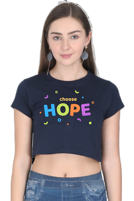 Crop Top - Black and Colorful Shapes Hope Typography