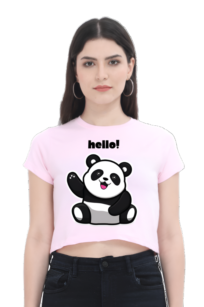 Crop Top - Black and White Minimalist Panda