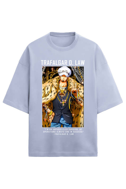 Terry Oversized T-shirt - One Piece TRAFALGAR D LAW (FRONT)