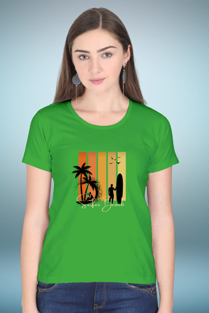 Regular T-Shirt - surfer beach with 5 colour