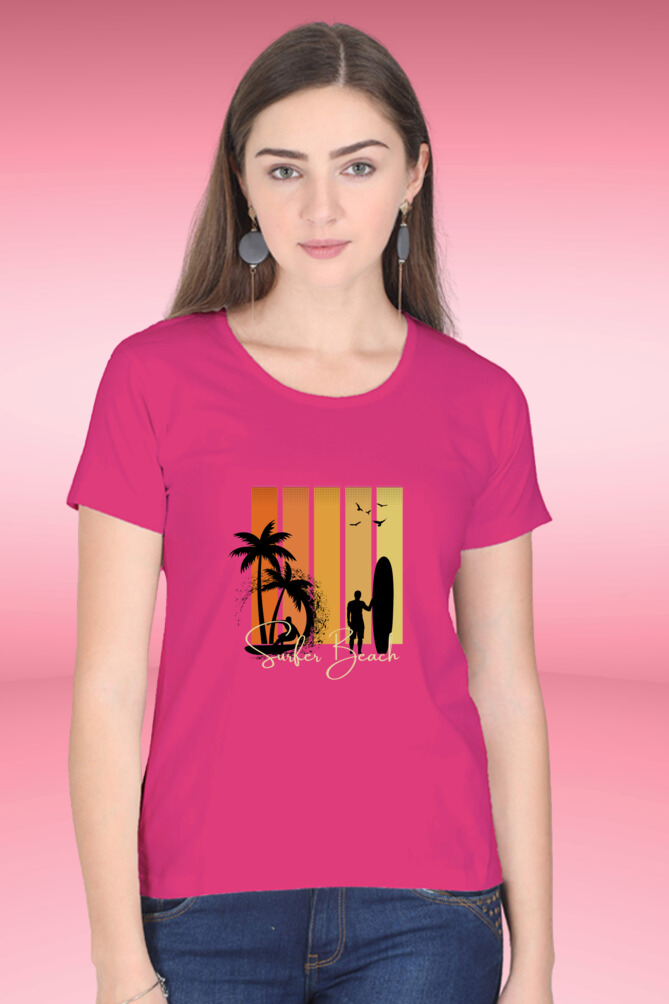 Regular T-Shirt - surfer beach with 5 colour
