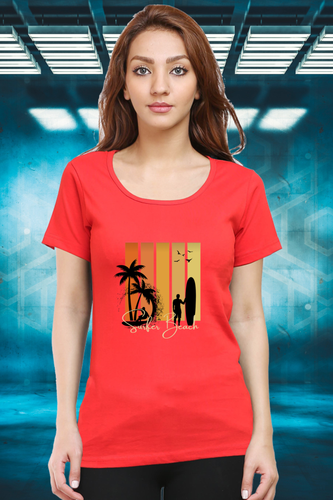 Regular T-Shirt - surfer beach with 5 colour